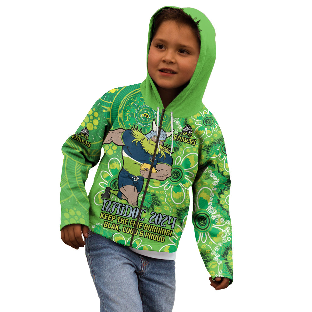 Personalised Raiders NAIDOC Week 2024 Kid Hoodie Aboriginal Fire Burning Sparks