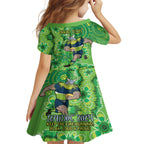 Personalised Raiders NAIDOC Week 2024 Kid Short Sleeve Dress Aboriginal Fire Burning Sparks