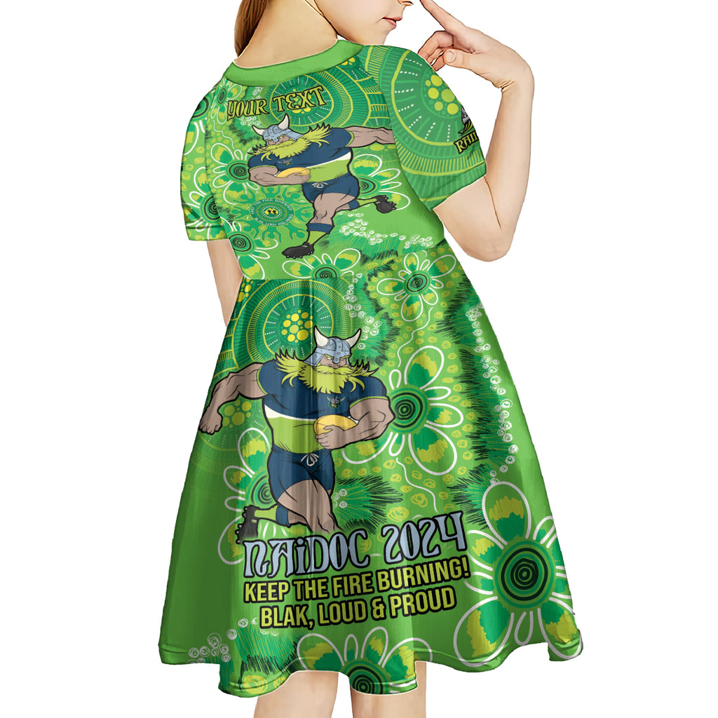 Personalised Raiders NAIDOC Week 2024 Kid Short Sleeve Dress Aboriginal Fire Burning Sparks
