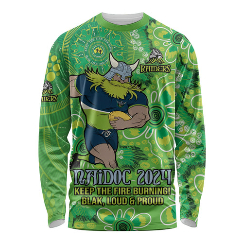 Personalised Raiders NAIDOC Week 2024 Long Sleeve Shirt Aboriginal Fire Burning Sparks