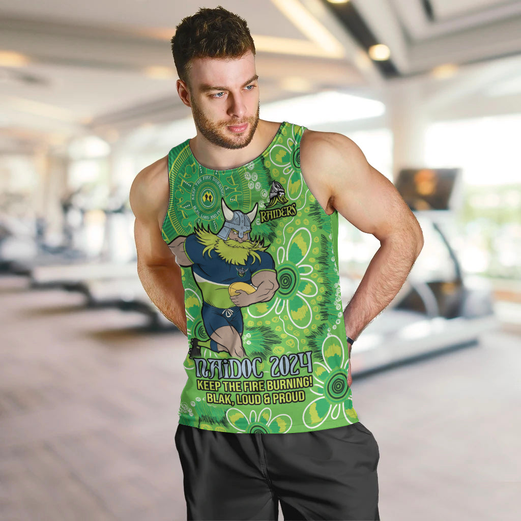 Personalised Raiders NAIDOC Week 2024 Men Tank Top Aboriginal Fire Burning Sparks