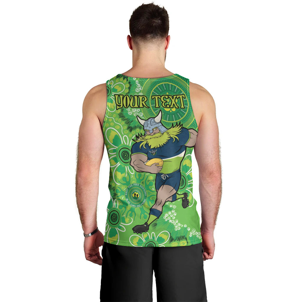 Personalised Raiders NAIDOC Week 2024 Men Tank Top Aboriginal Fire Burning Sparks