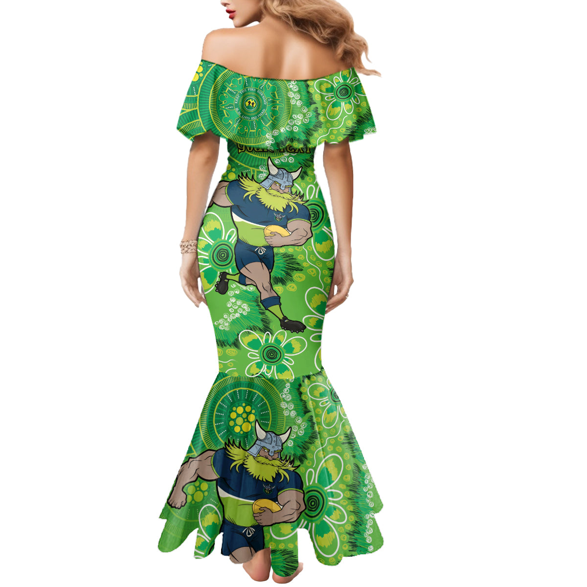 Personalised Raiders NAIDOC Week 2024 Mermaid Dress Aboriginal Fire Burning Sparks