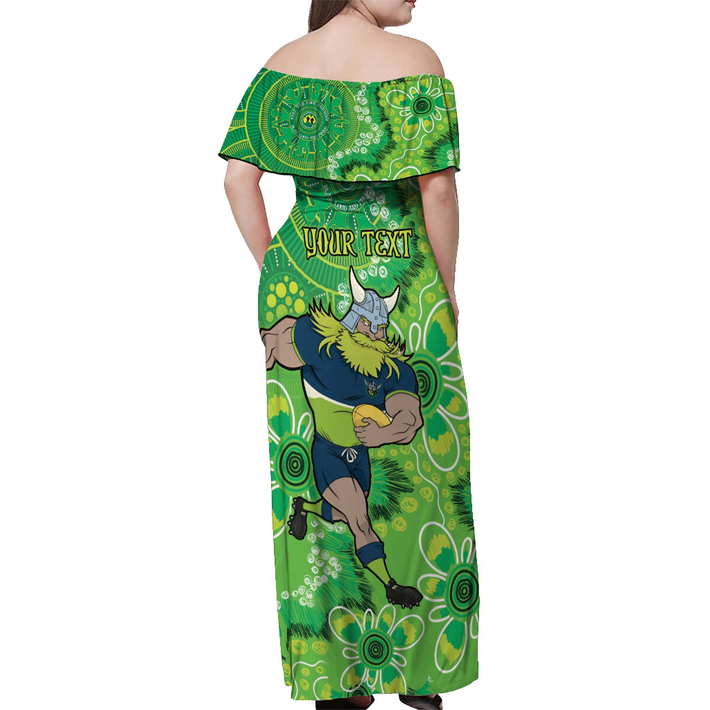Personalised Raiders NAIDOC Week 2024 Off Shoulder Maxi Dress Aboriginal Fire Burning Sparks
