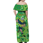 Personalised Raiders NAIDOC Week 2024 Off Shoulder Maxi Dress Aboriginal Fire Burning Sparks