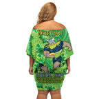 Personalised Raiders NAIDOC Week 2024 Off Shoulder Short Dress Aboriginal Fire Burning Sparks