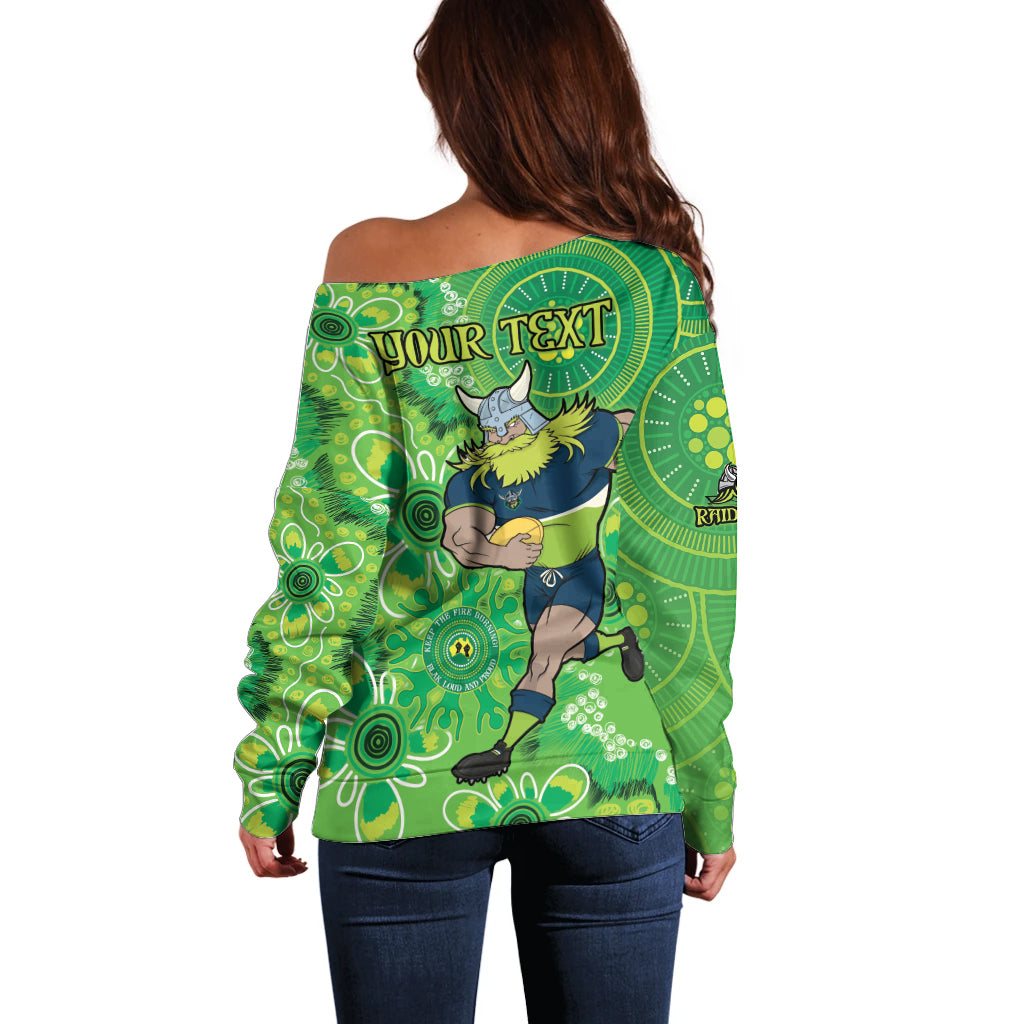 Personalised Raiders NAIDOC Week 2024 Off Shoulder Sweater Aboriginal Fire Burning Sparks