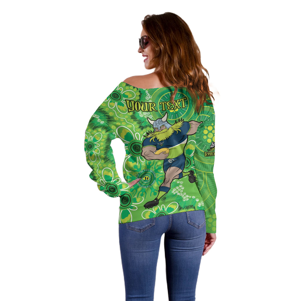 Personalised Raiders NAIDOC Week 2024 Off Shoulder Sweater Aboriginal Fire Burning Sparks