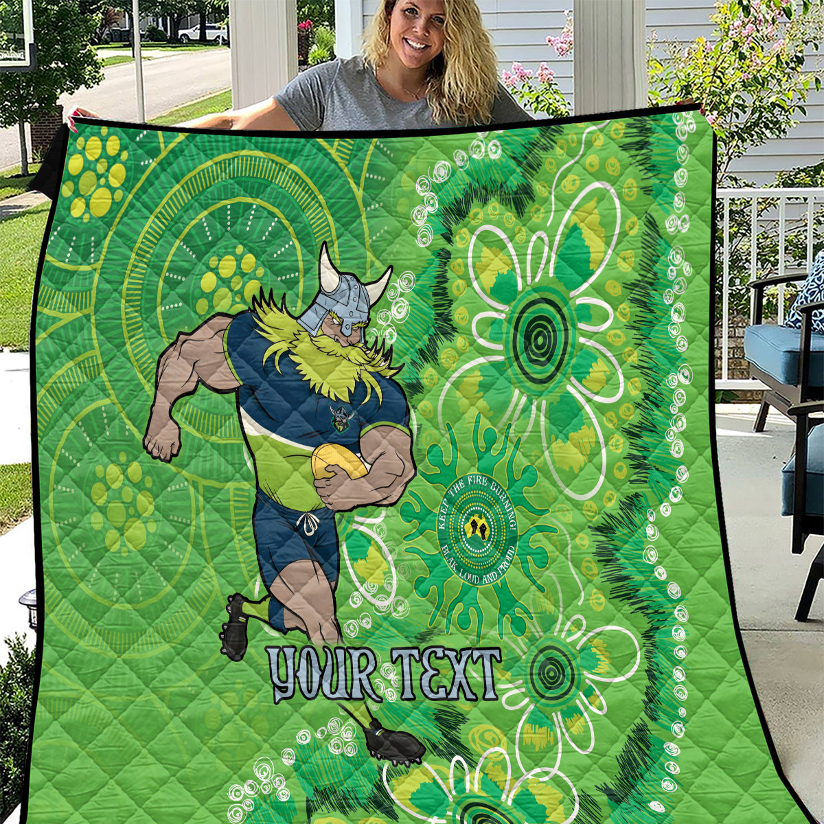 Personalised Raiders NAIDOC Week 2024 Quilt Aboriginal Fire Burning Sparks