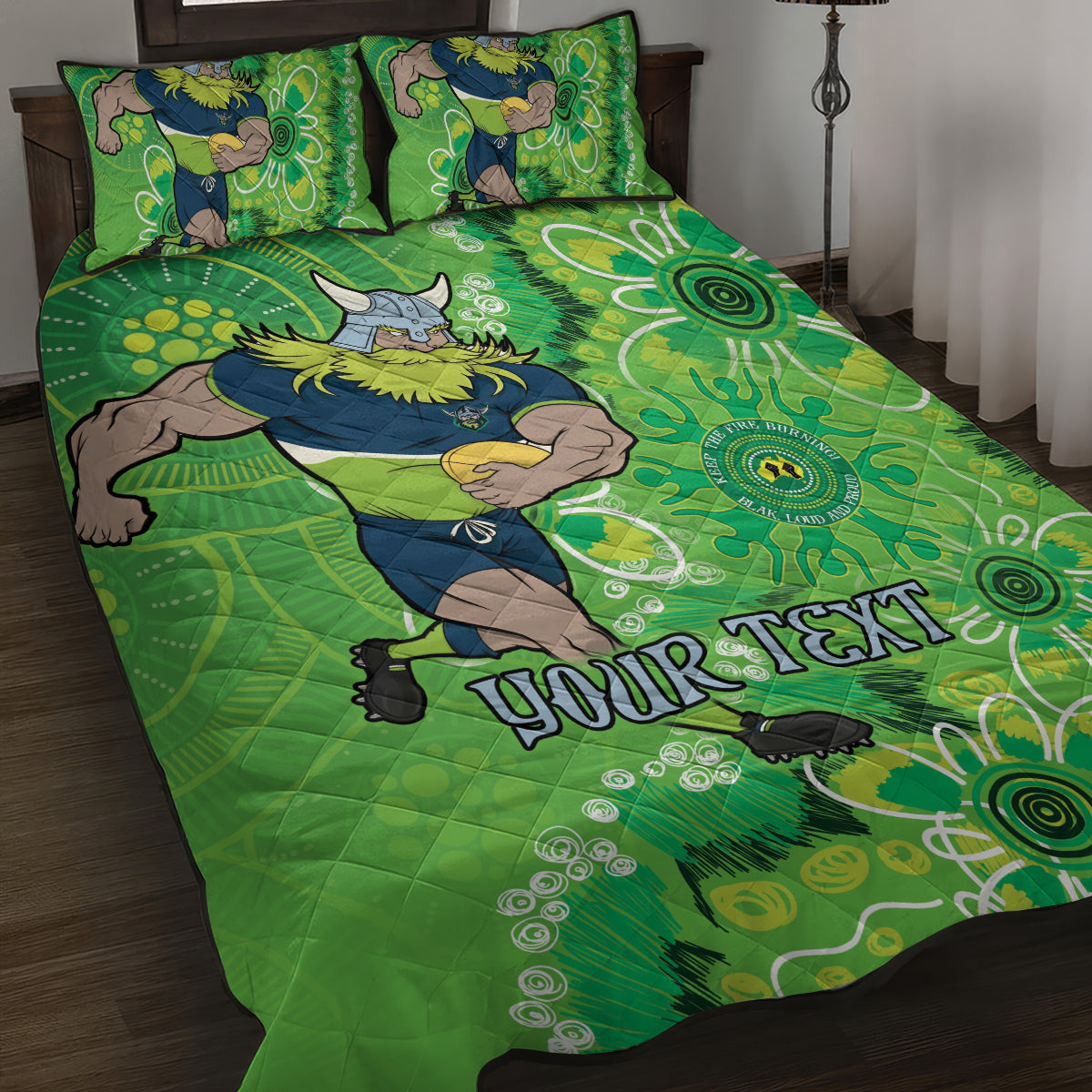 Personalised Raiders NAIDOC Week 2024 Quilt Bed Set Aboriginal Fire Burning Sparks