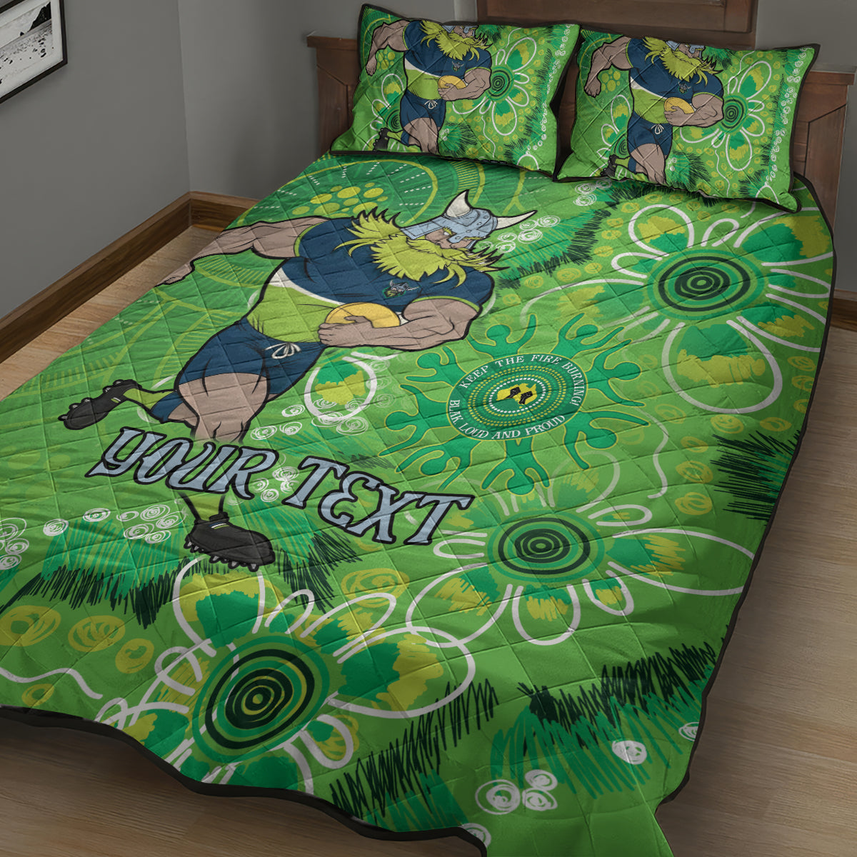 Personalised Raiders NAIDOC Week 2024 Quilt Bed Set Aboriginal Fire Burning Sparks