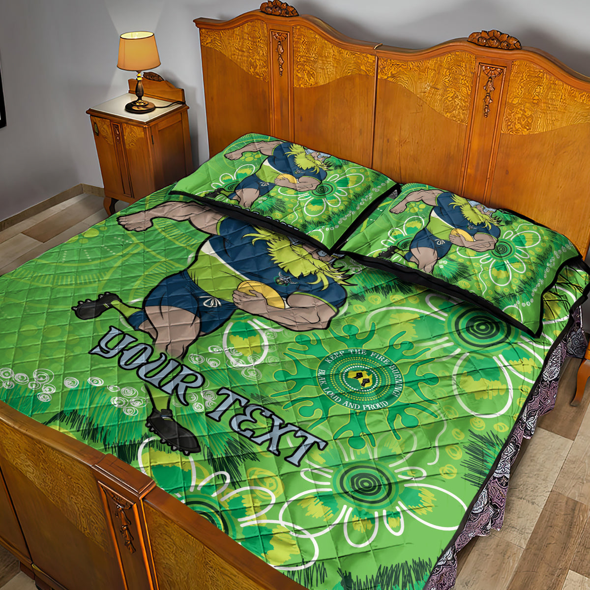 Personalised Raiders NAIDOC Week 2024 Quilt Bed Set Aboriginal Fire Burning Sparks