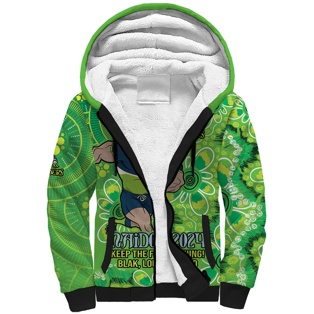 Personalised Raiders NAIDOC Week 2024 Sherpa Hoodie Aboriginal Fire Burning Sparks