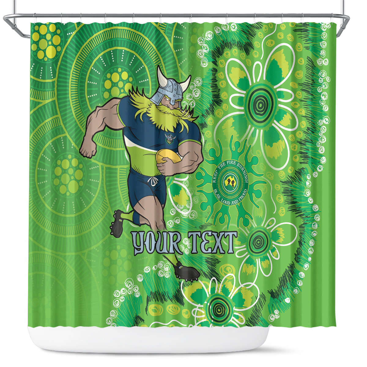 Personalised Raiders NAIDOC Week 2024 Shower Curtain Aboriginal Fire Burning Sparks