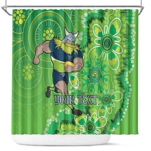 Personalised Raiders NAIDOC Week 2024 Shower Curtain Aboriginal Fire Burning Sparks