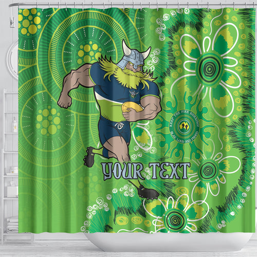 Personalised Raiders NAIDOC Week 2024 Shower Curtain Aboriginal Fire Burning Sparks