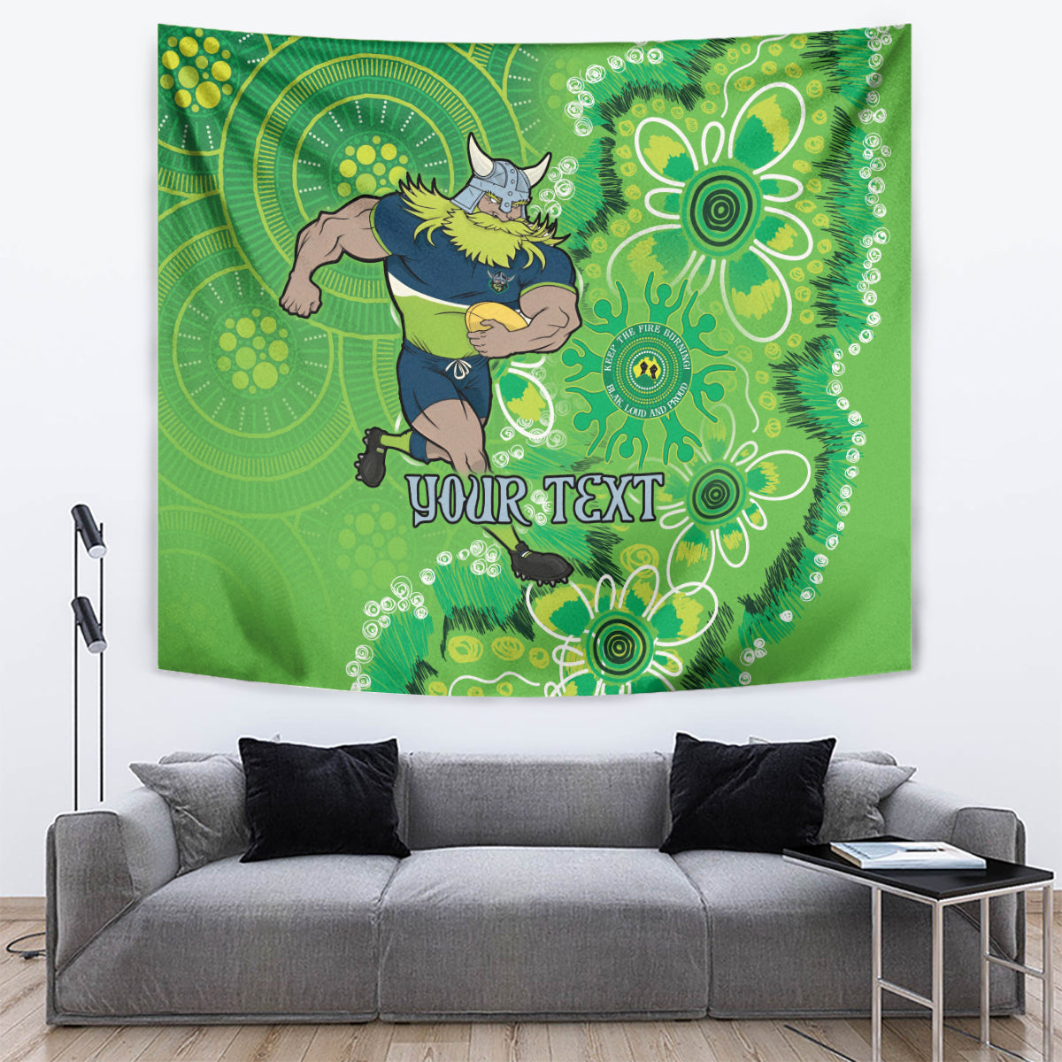 Personalised Raiders NAIDOC Week 2024 Tapestry Aboriginal Fire Burning Sparks