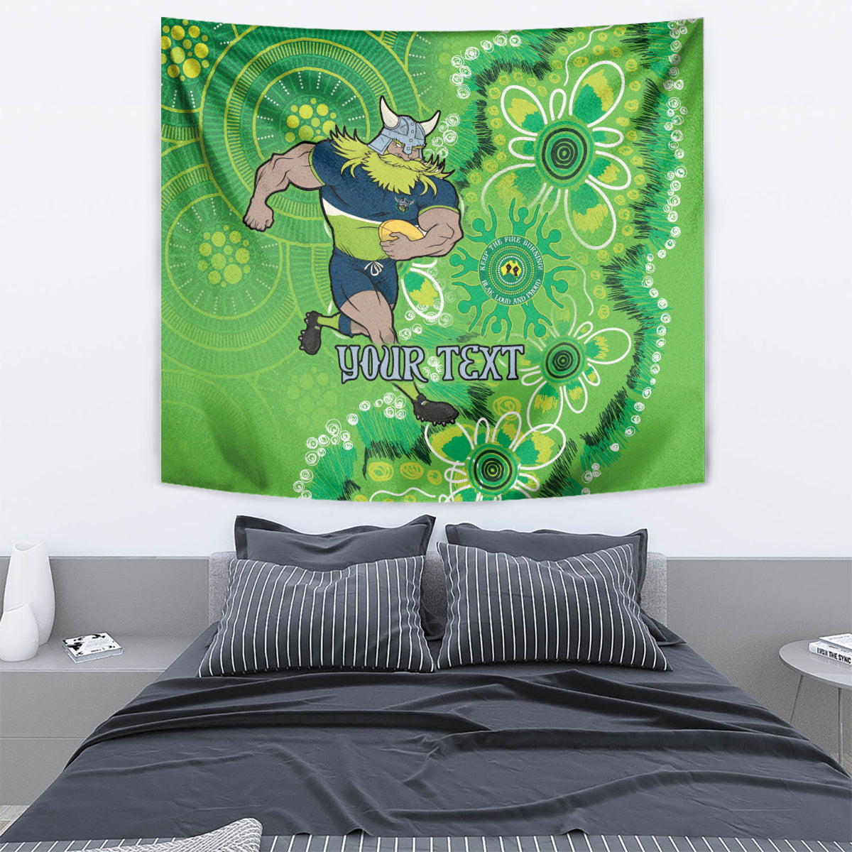 Personalised Raiders NAIDOC Week 2024 Tapestry Aboriginal Fire Burning Sparks