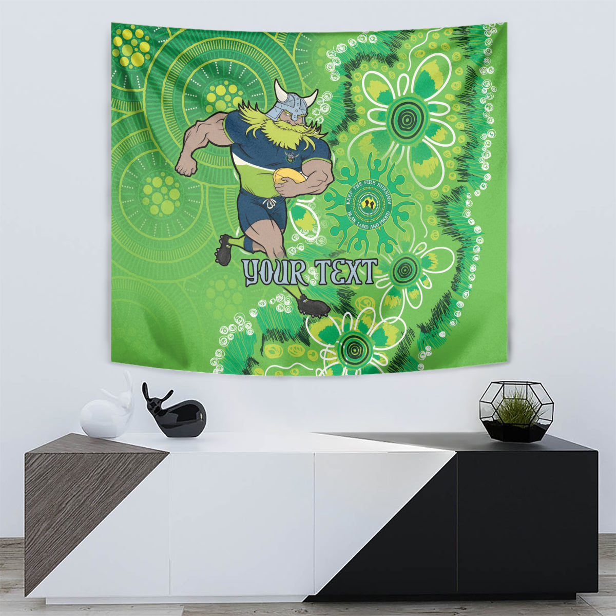 Personalised Raiders NAIDOC Week 2024 Tapestry Aboriginal Fire Burning Sparks