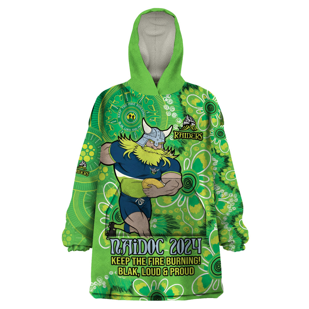 Personalised Raiders NAIDOC Week 2024 Wearable Blanket Hoodie Aboriginal Fire Burning Sparks
