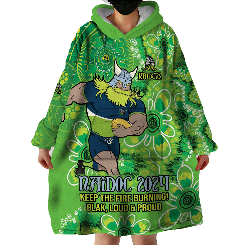 Personalised Raiders NAIDOC Week 2024 Wearable Blanket Hoodie Aboriginal Fire Burning Sparks