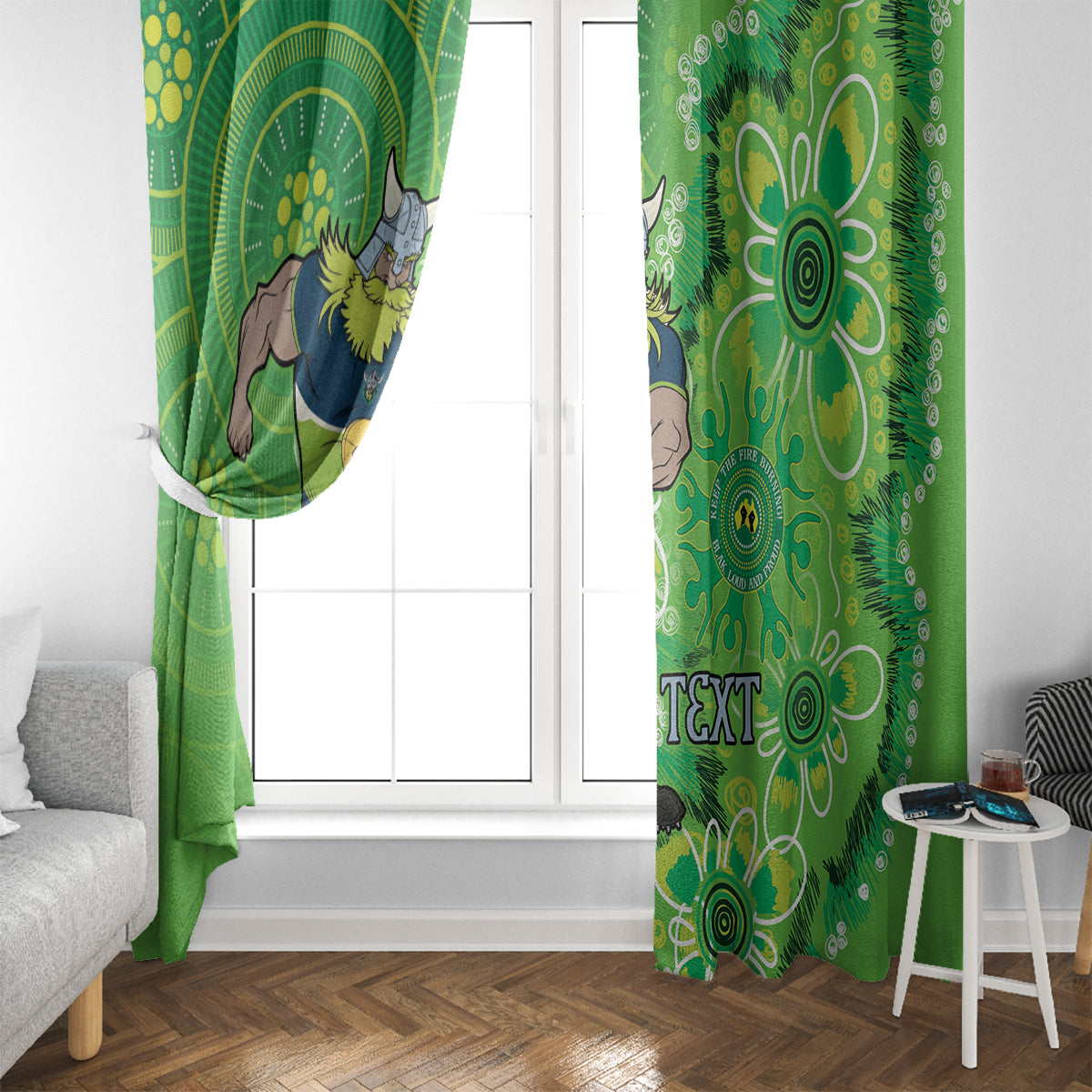 Personalised Raiders NAIDOC Week 2024 Window Curtain Aboriginal Fire Burning Sparks