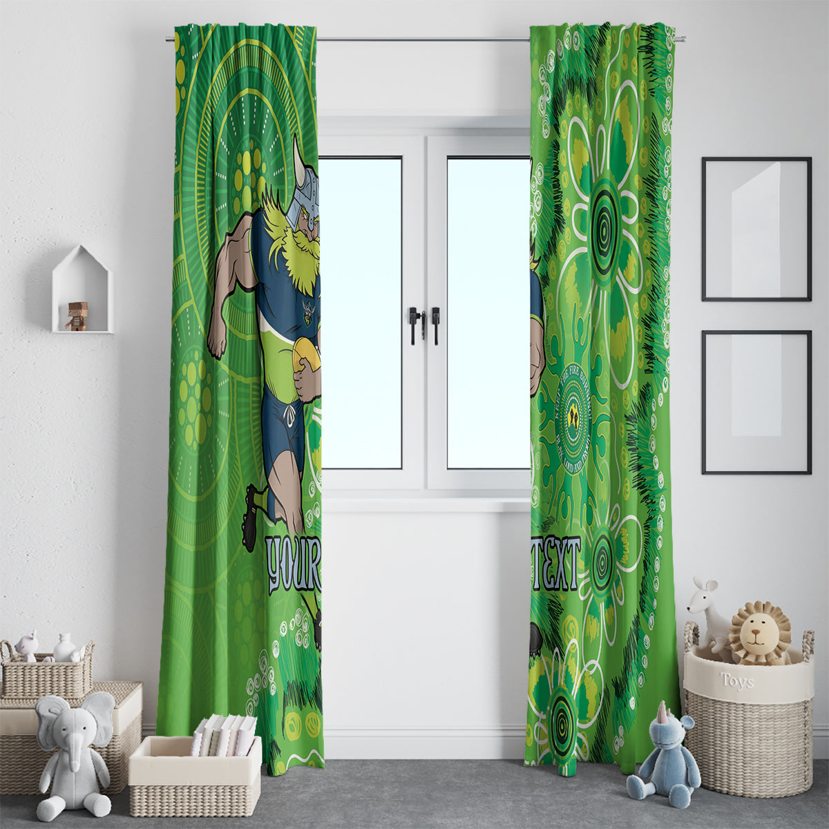 Personalised Raiders NAIDOC Week 2024 Window Curtain Aboriginal Fire Burning Sparks