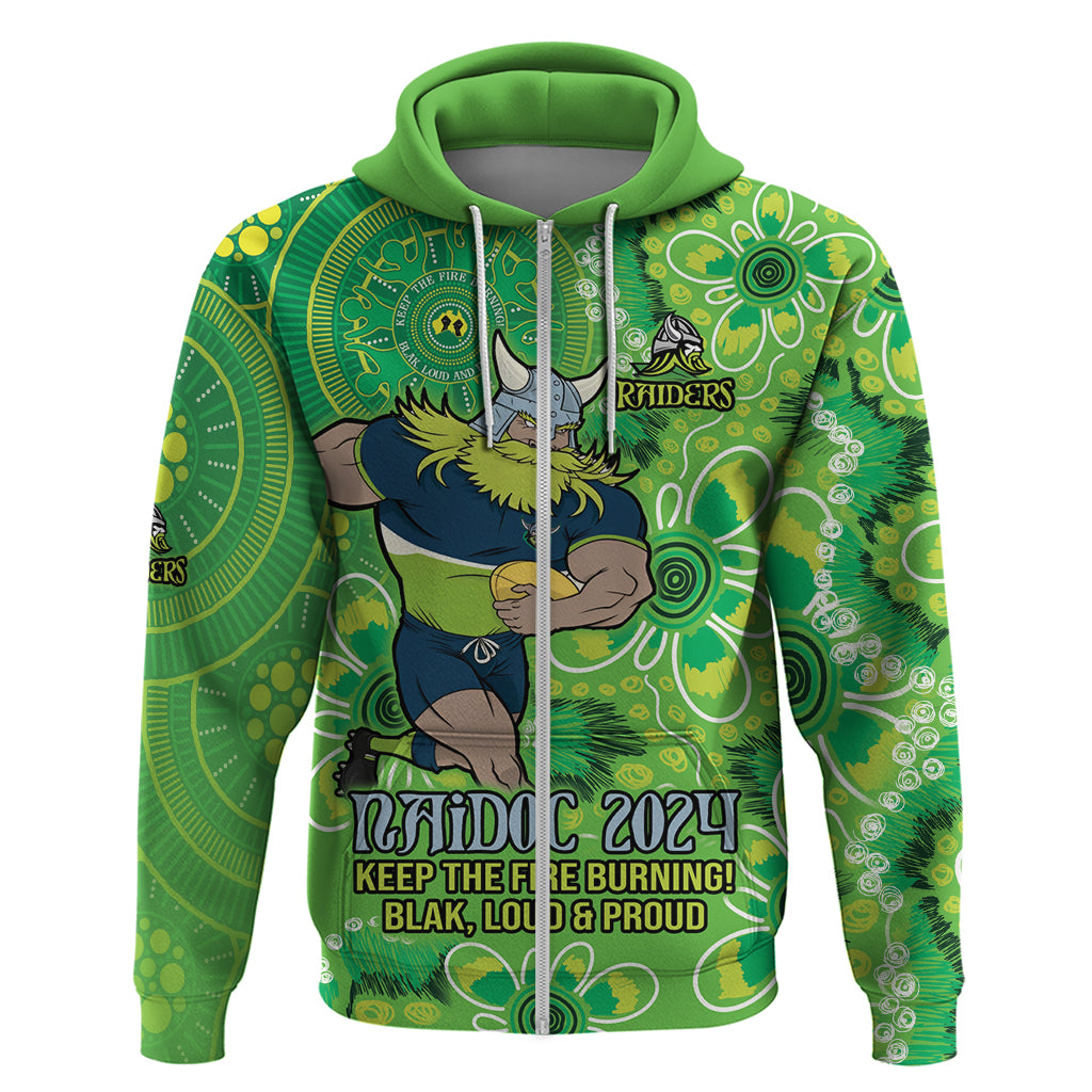 Personalised Raiders NAIDOC Week 2024 Zip Hoodie Aboriginal Fire Burning Sparks