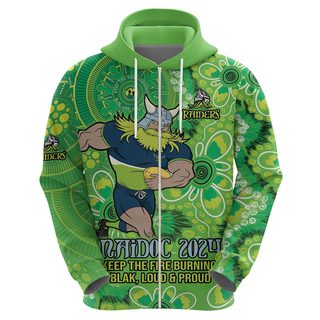 Personalised Raiders NAIDOC Week 2024 Zip Hoodie Aboriginal Fire Burning Sparks