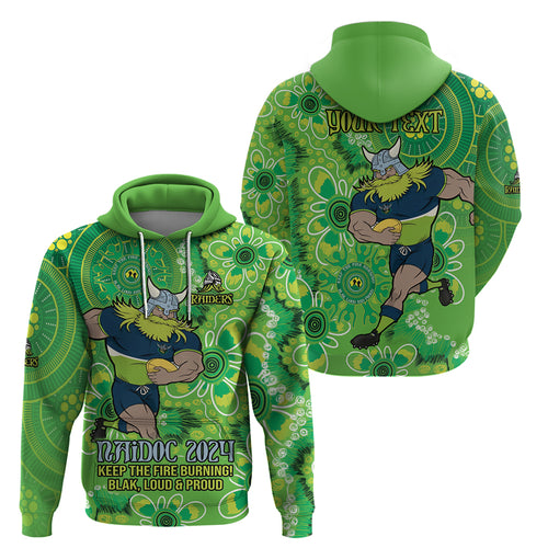 Personalised Raiders NAIDOC Week 2024 Zip Hoodie Aboriginal Fire Burning Sparks