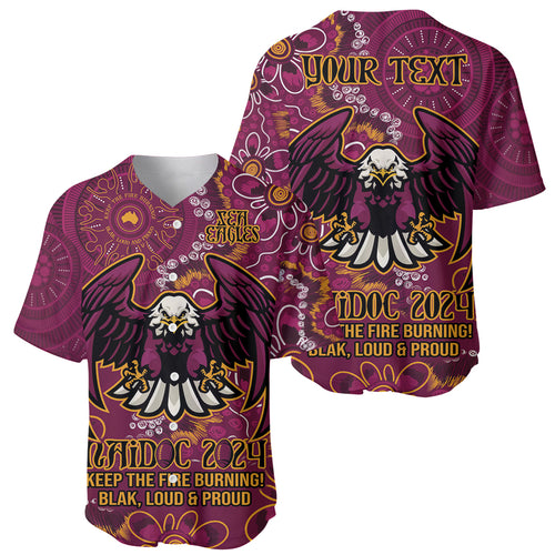 Personalised Sea Eagles NAIDOC Week 2024 Baseball Jersey Aboriginal Fire Burning Sparks