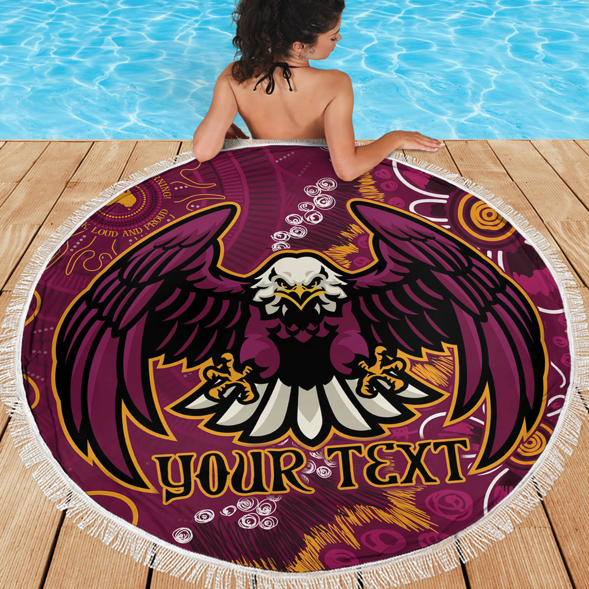 Personalised Sea Eagles NAIDOC Week 2024 Beach Blanket Aboriginal Fire Burning Sparks