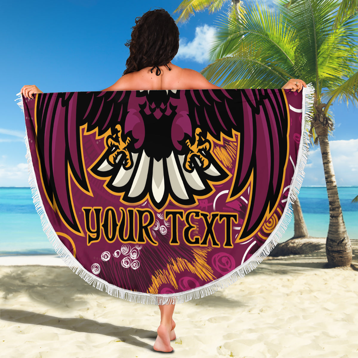 Personalised Sea Eagles NAIDOC Week 2024 Beach Blanket Aboriginal Fire Burning Sparks