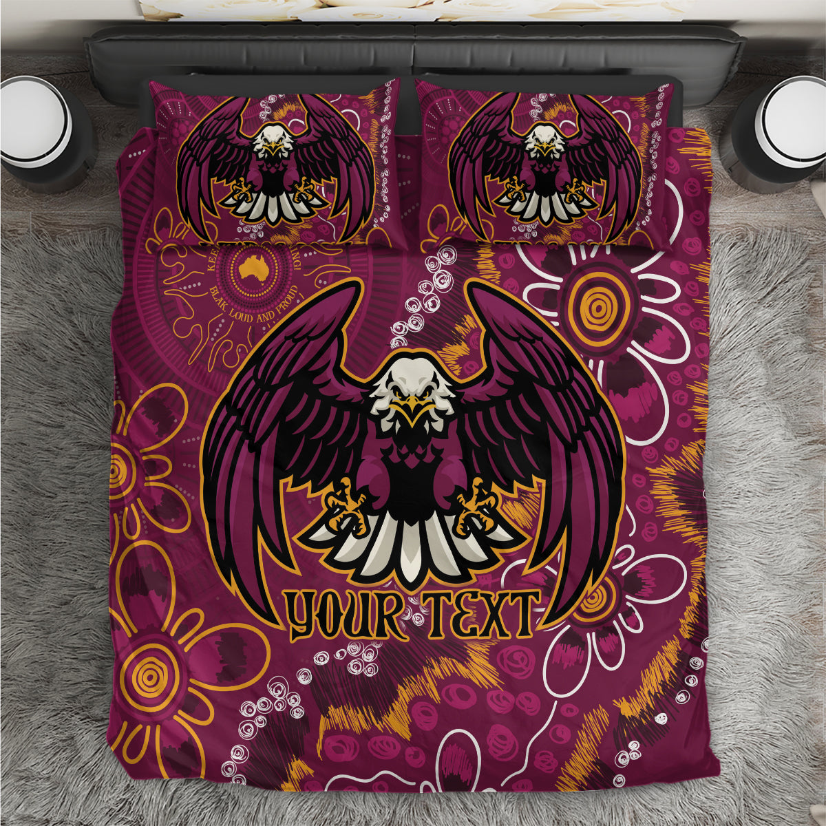 Personalised Sea Eagles NAIDOC Week 2024 Bedding Set Aboriginal Fire Burning Sparks