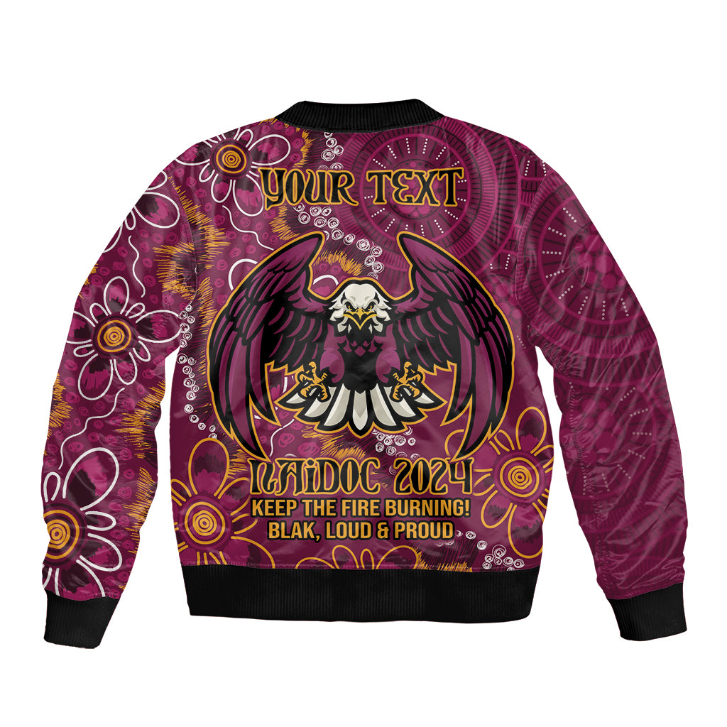 Personalised Sea Eagles NAIDOC Week 2024 Bomber Jacket Aboriginal Fire Burning Sparks