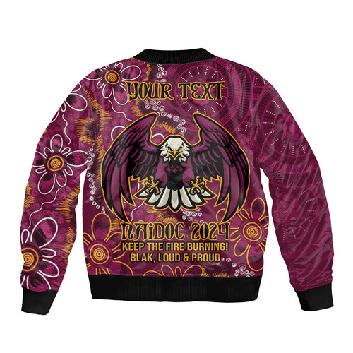 Personalised Sea Eagles NAIDOC Week 2024 Bomber Jacket Aboriginal Fire Burning Sparks