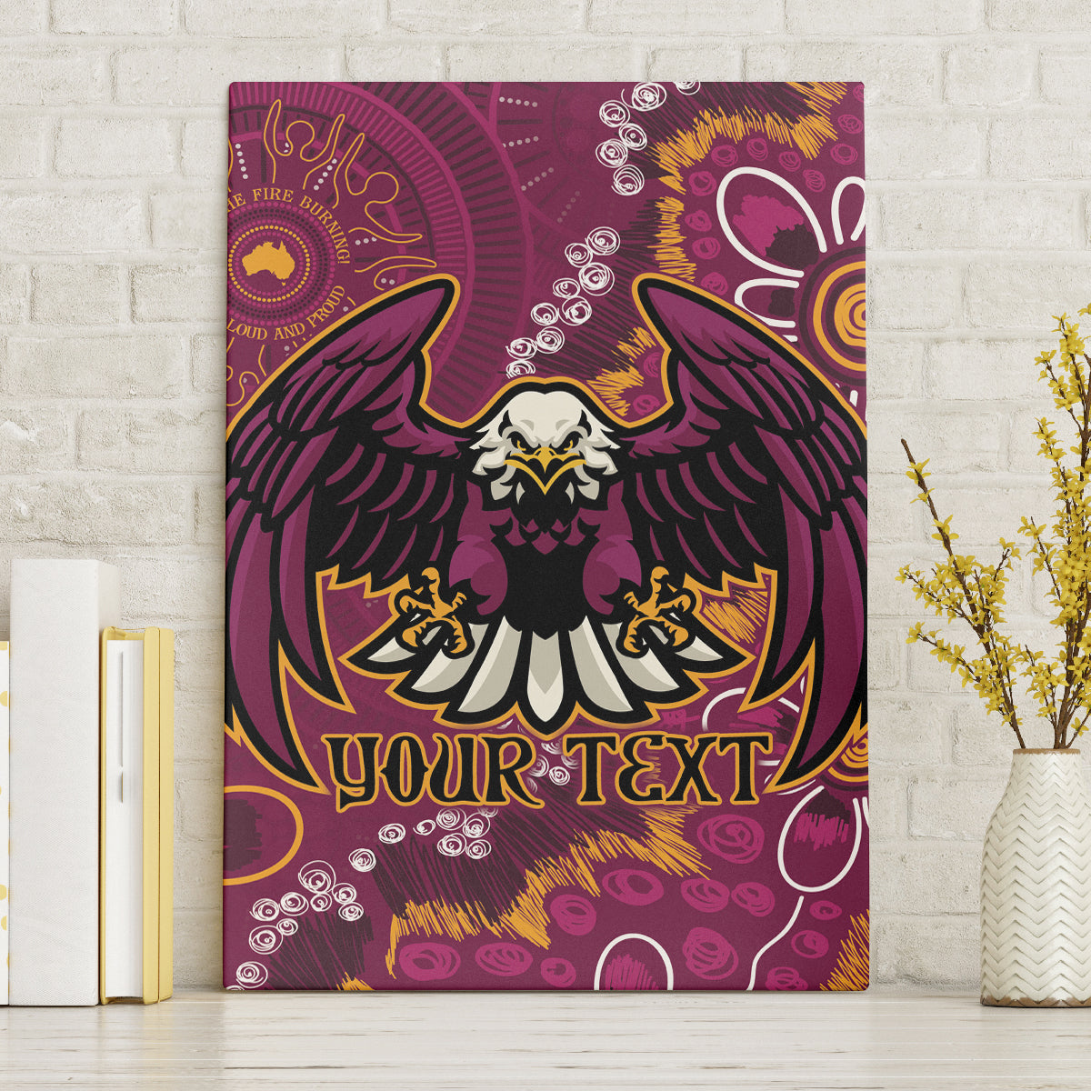 Personalised Sea Eagles NAIDOC Week 2024 Canvas Wall Art Aboriginal Fire Burning Sparks