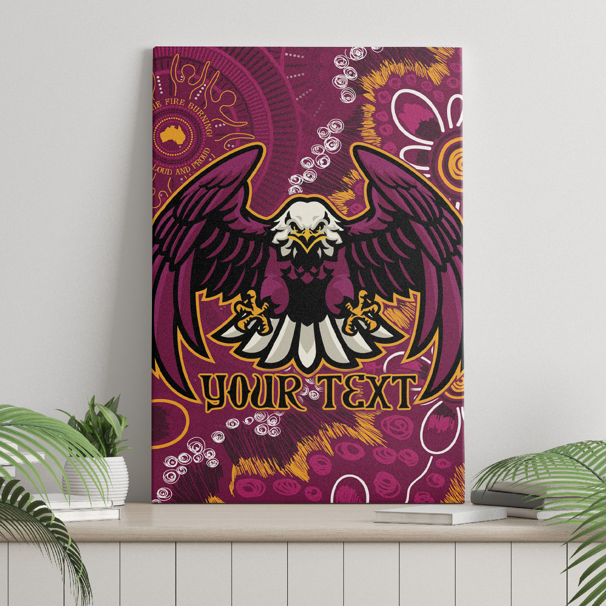 Personalised Sea Eagles NAIDOC Week 2024 Canvas Wall Art Aboriginal Fire Burning Sparks