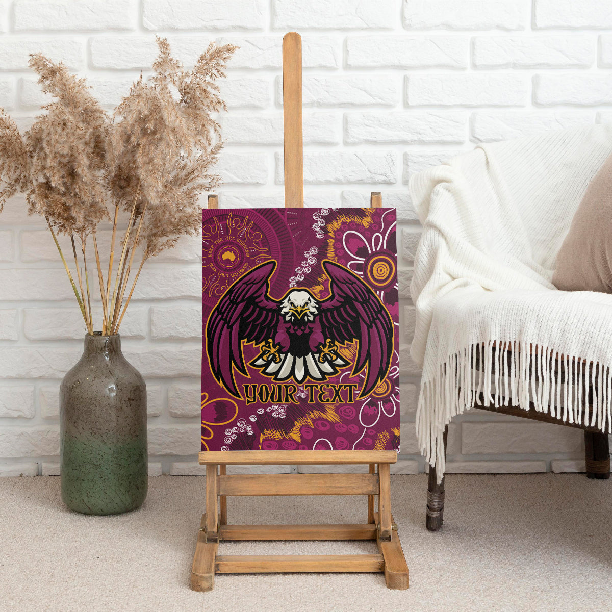 Personalised Sea Eagles NAIDOC Week 2024 Canvas Wall Art Aboriginal Fire Burning Sparks