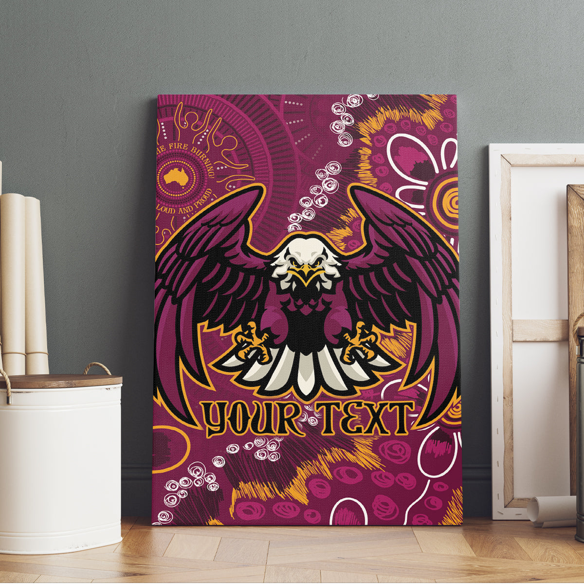 Personalised Sea Eagles NAIDOC Week 2024 Canvas Wall Art Aboriginal Fire Burning Sparks