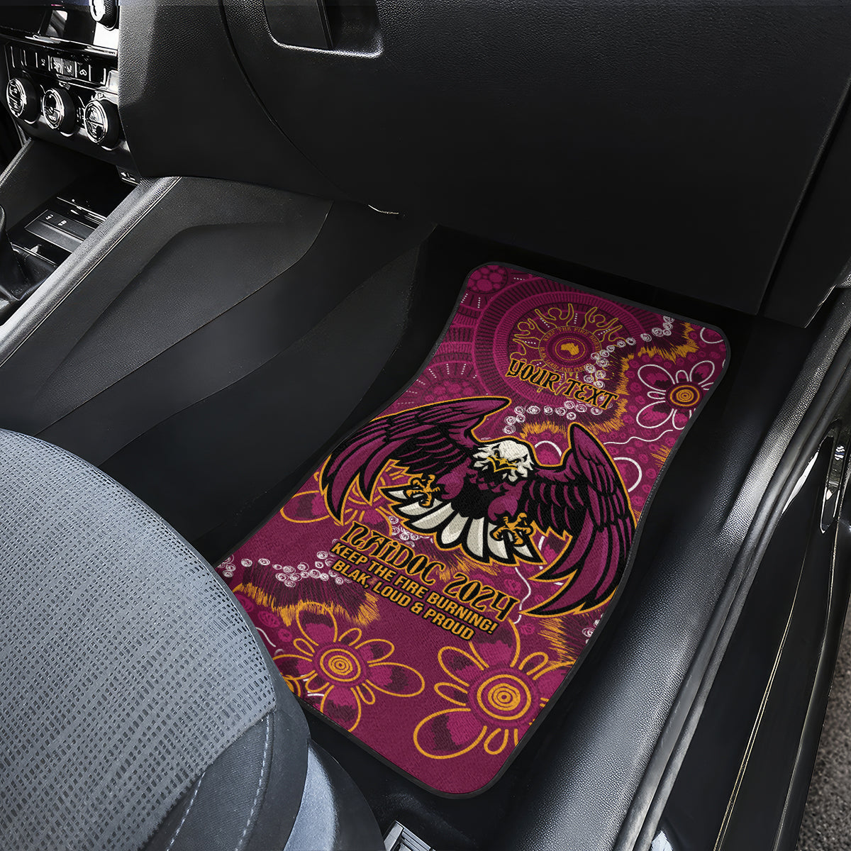 Personalised Sea Eagles NAIDOC Week 2024 Car Mats Aboriginal Fire Burning Sparks