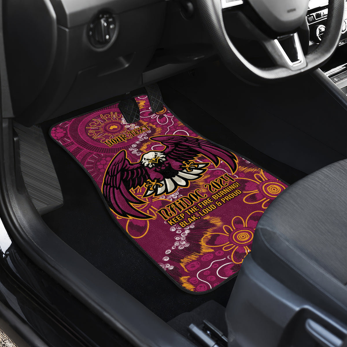 Personalised Sea Eagles NAIDOC Week 2024 Car Mats Aboriginal Fire Burning Sparks