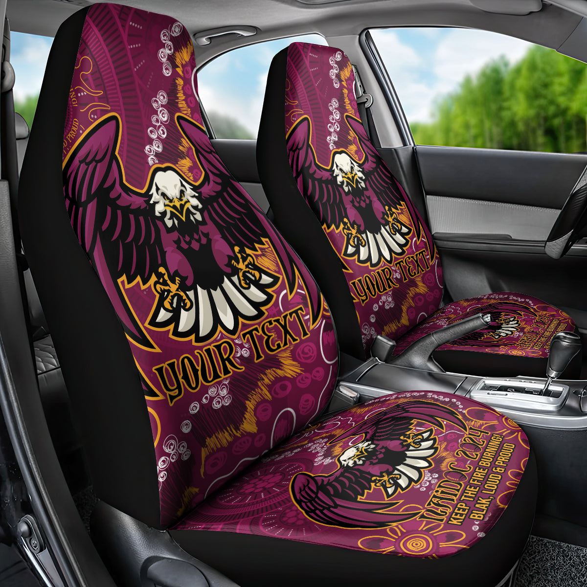 Personalised Sea Eagles NAIDOC Week 2024 Car Seat Cover Aboriginal Fire Burning Sparks