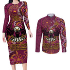 Personalised Sea Eagles NAIDOC Week 2024 Couples Matching Long Sleeve Bodycon Dress and Long Sleeve Button Shirt Aboriginal Fire Burning Sparks