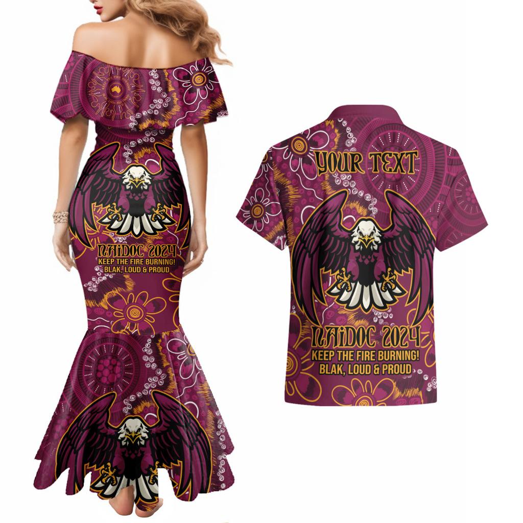 Personalised Sea Eagles NAIDOC Week 2024 Couples Matching Mermaid Dress and Hawaiian Shirt Aboriginal Fire Burning Sparks
