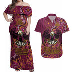 Personalised Sea Eagles NAIDOC Week 2024 Couples Matching Off Shoulder Maxi Dress and Hawaiian Shirt Aboriginal Fire Burning Sparks