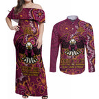 Personalised Sea Eagles NAIDOC Week 2024 Couples Matching Off Shoulder Maxi Dress and Long Sleeve Button Shirt Aboriginal Fire Burning Sparks