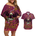 Personalised Sea Eagles NAIDOC Week 2024 Couples Matching Off Shoulder Short Dress and Hawaiian Shirt Aboriginal Fire Burning Sparks