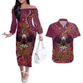 Personalised Sea Eagles NAIDOC Week 2024 Couples Matching Off The Shoulder Long Sleeve Dress and Hawaiian Shirt Aboriginal Fire Burning Sparks