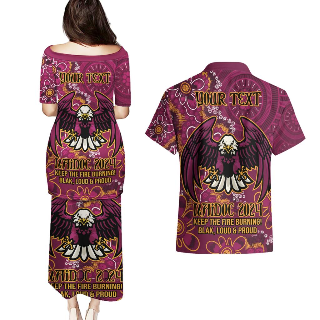 Personalised Sea Eagles NAIDOC Week 2024 Couples Matching Puletasi and Hawaiian Shirt Aboriginal Fire Burning Sparks